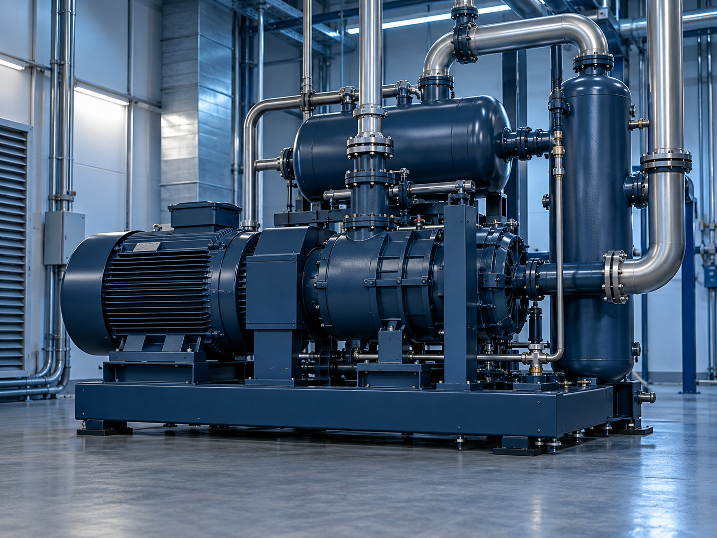 Illustrative industrial compressor package installed in a process plant