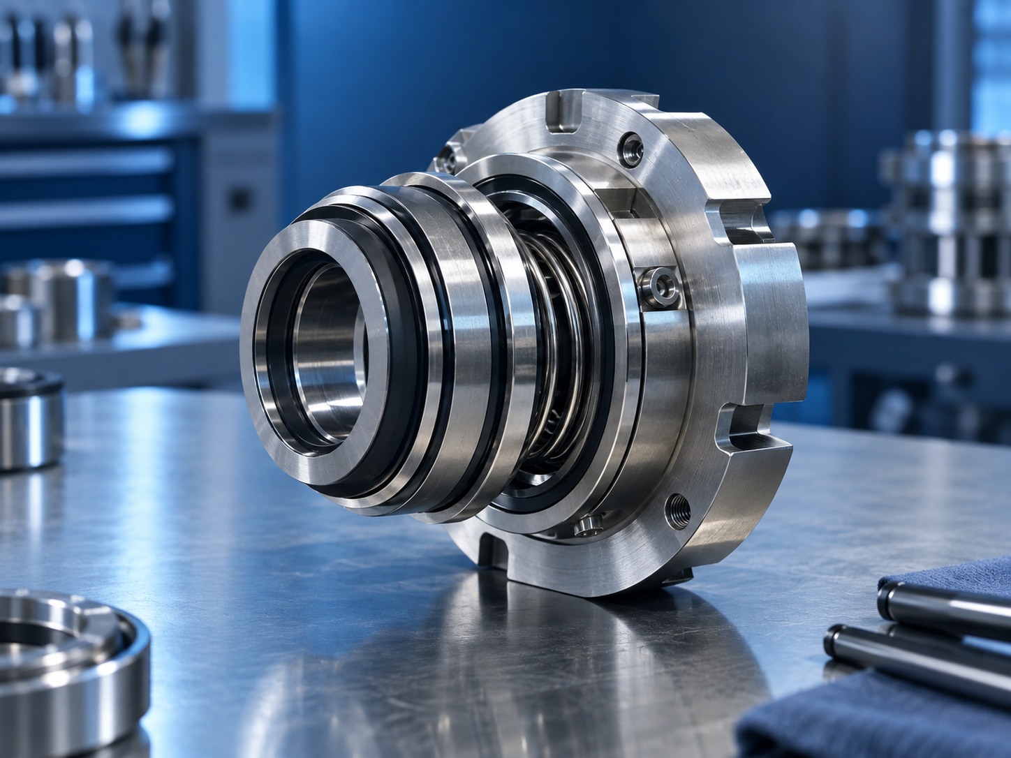 Illustrative cartridge mechanical seal assembly